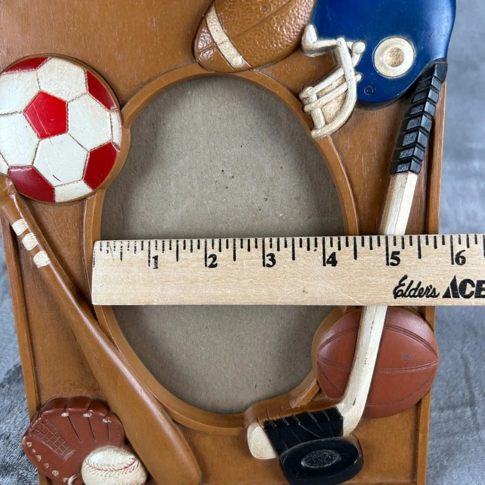 Vintage Sports Themed 3D Resin Photo Frame Baseball Soccer Football Hockey 5x7